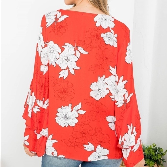 New ODDY Coral Floral Print Blouse - Picture 3 of 11